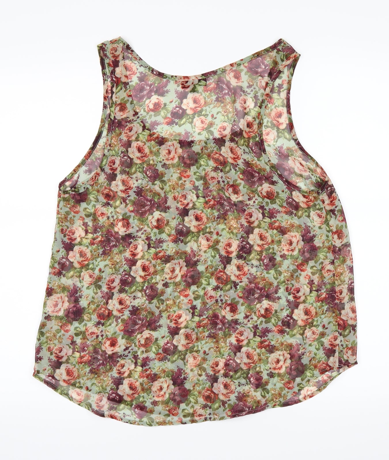 Topshop Womens Green Floral  Basic T-Shirt Size 6
