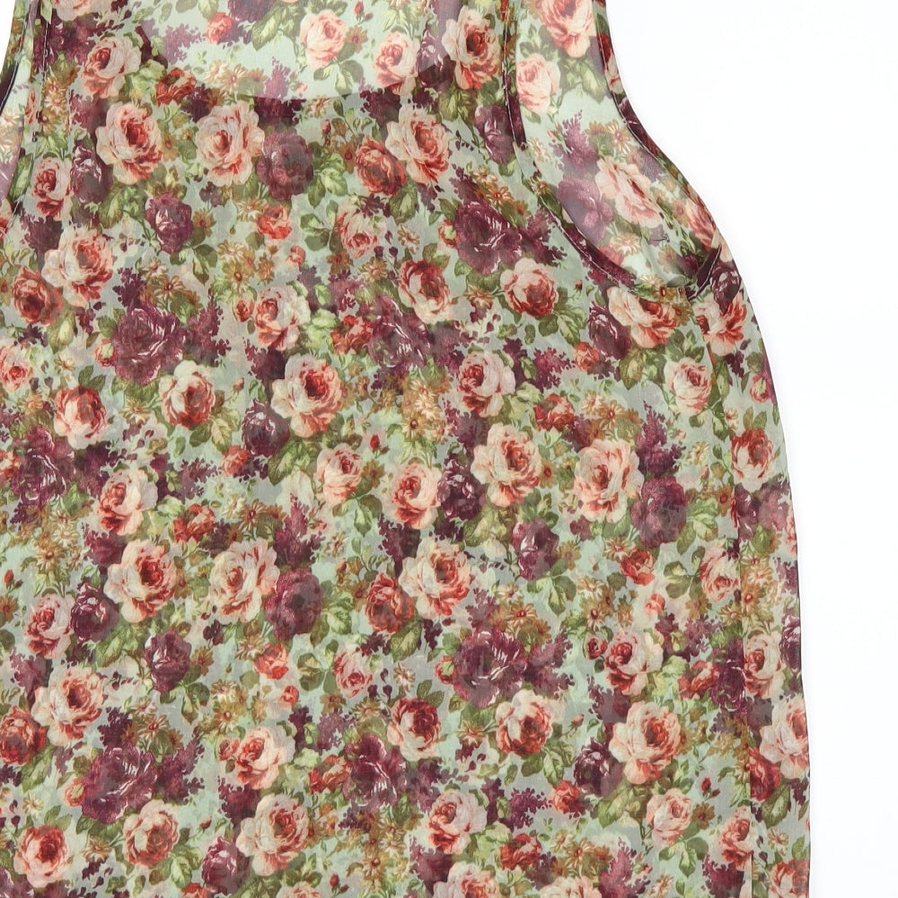 Topshop Womens Green Floral  Basic T-Shirt Size 6
