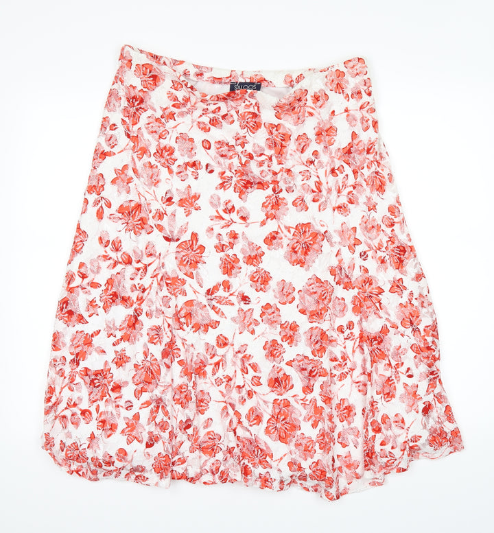 Saloos Womens Red Floral A-Line Skirt Size XL