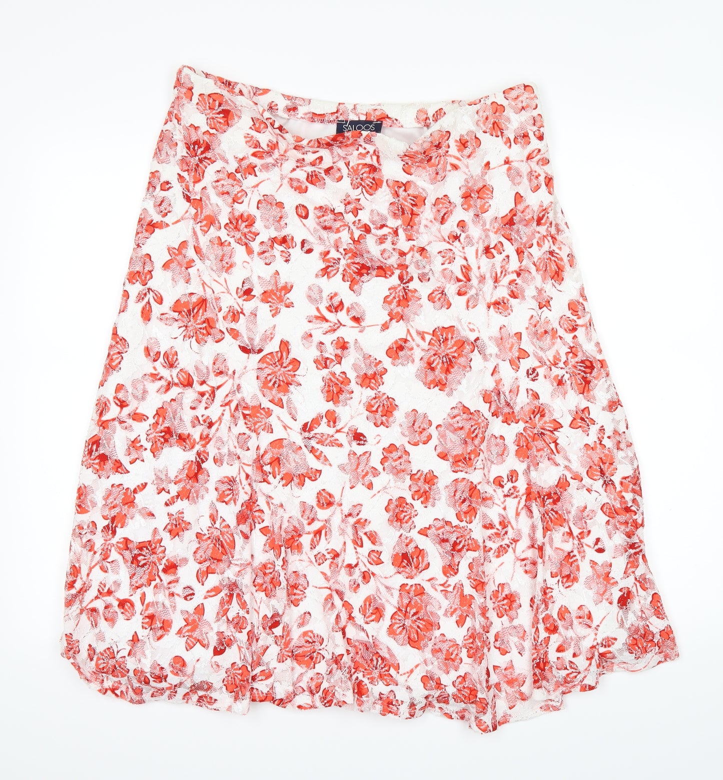 Saloos Womens Red Floral  A-Line Skirt Size XL