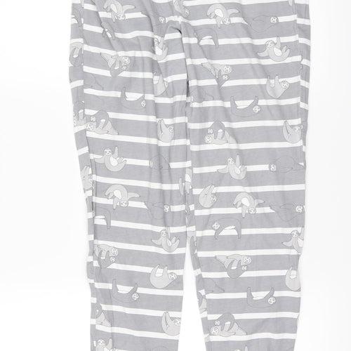 F&F Womens Grey Striped  Trousers  Size M L25 in