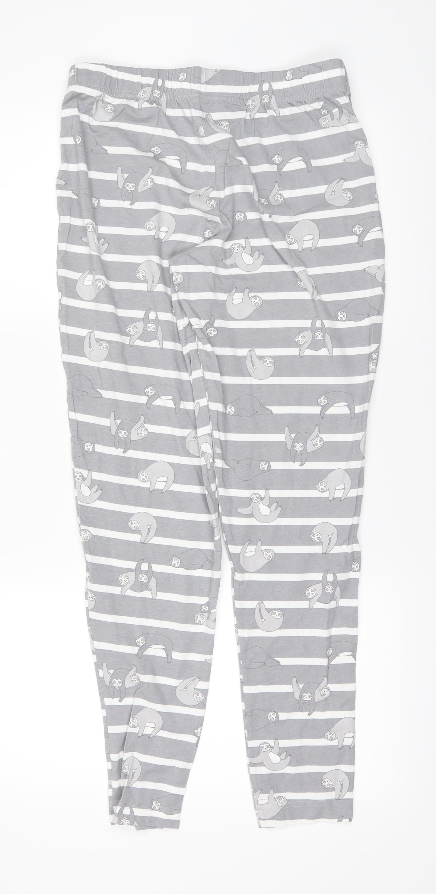 F&F Womens Grey Striped  Trousers  Size M L25 in