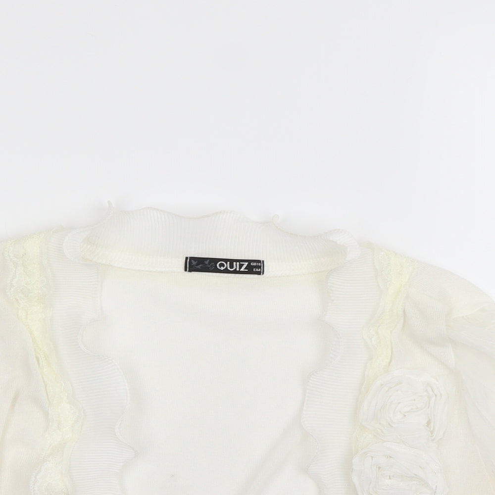 Quiz Womens Silver Floral  Cardigan Jumper Size 16