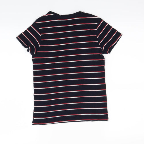 Pull&Bear Womens Blue Striped  Basic T-Shirt Size M