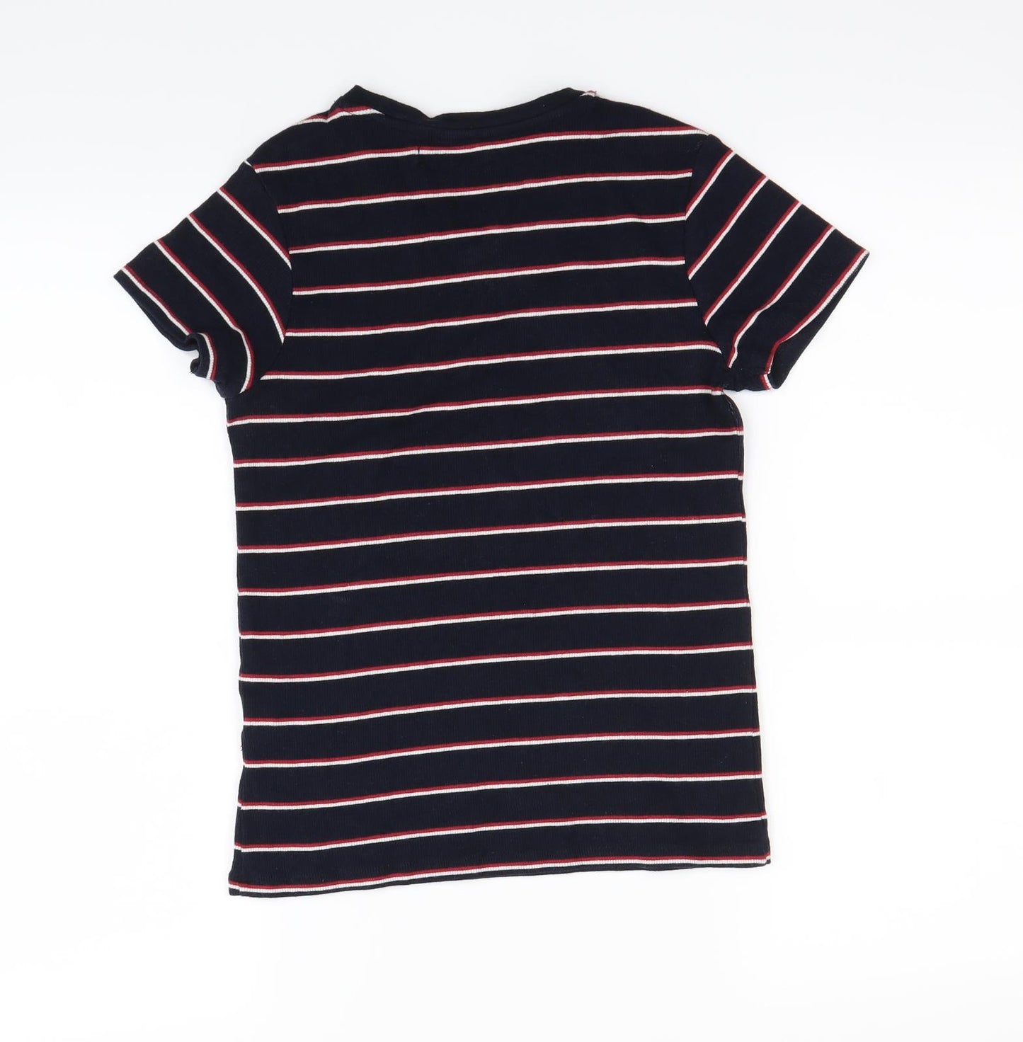 Pull&Bear Womens Blue Striped  Basic T-Shirt Size M