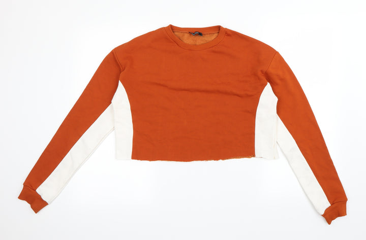 Boohoo Womens Orange Striped Pullover Jumper Size 8
