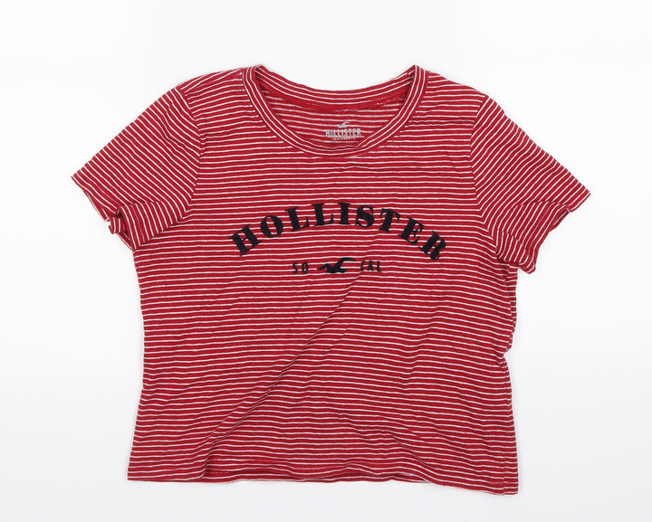 Hollister Womens Red Striped  Basic T-Shirt Size XS