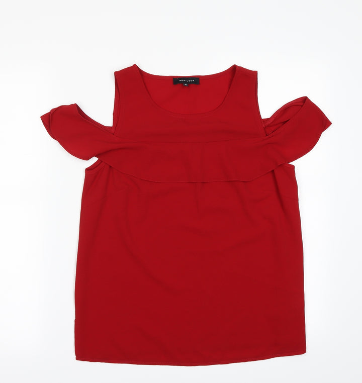New Look Womens Red Basic Blouse Size 10