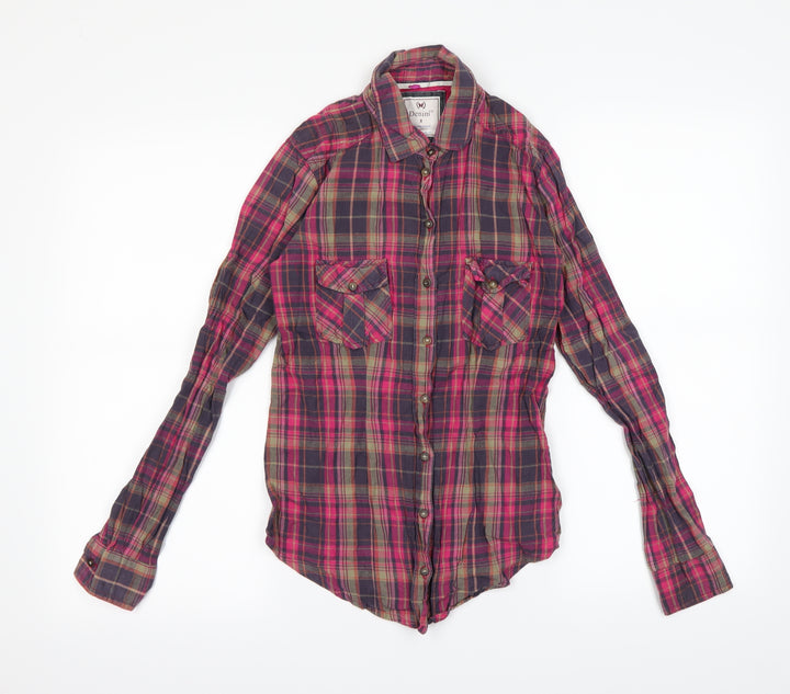 Denim Womens Multicoloured Check  Basic Button-Up Size 8