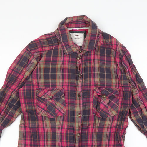Denim Womens Multicoloured Check  Basic Button-Up Size 8