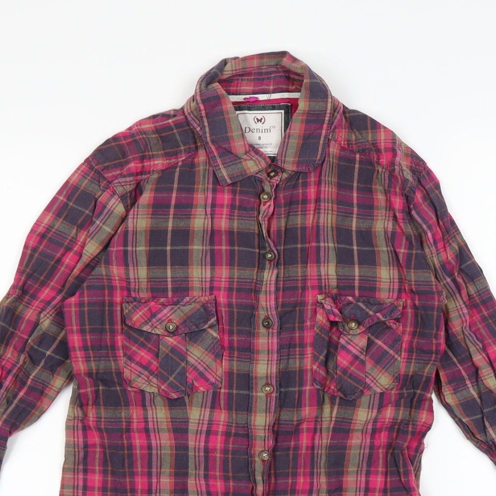 Denim Womens Multicoloured Check  Basic Button-Up Size 8