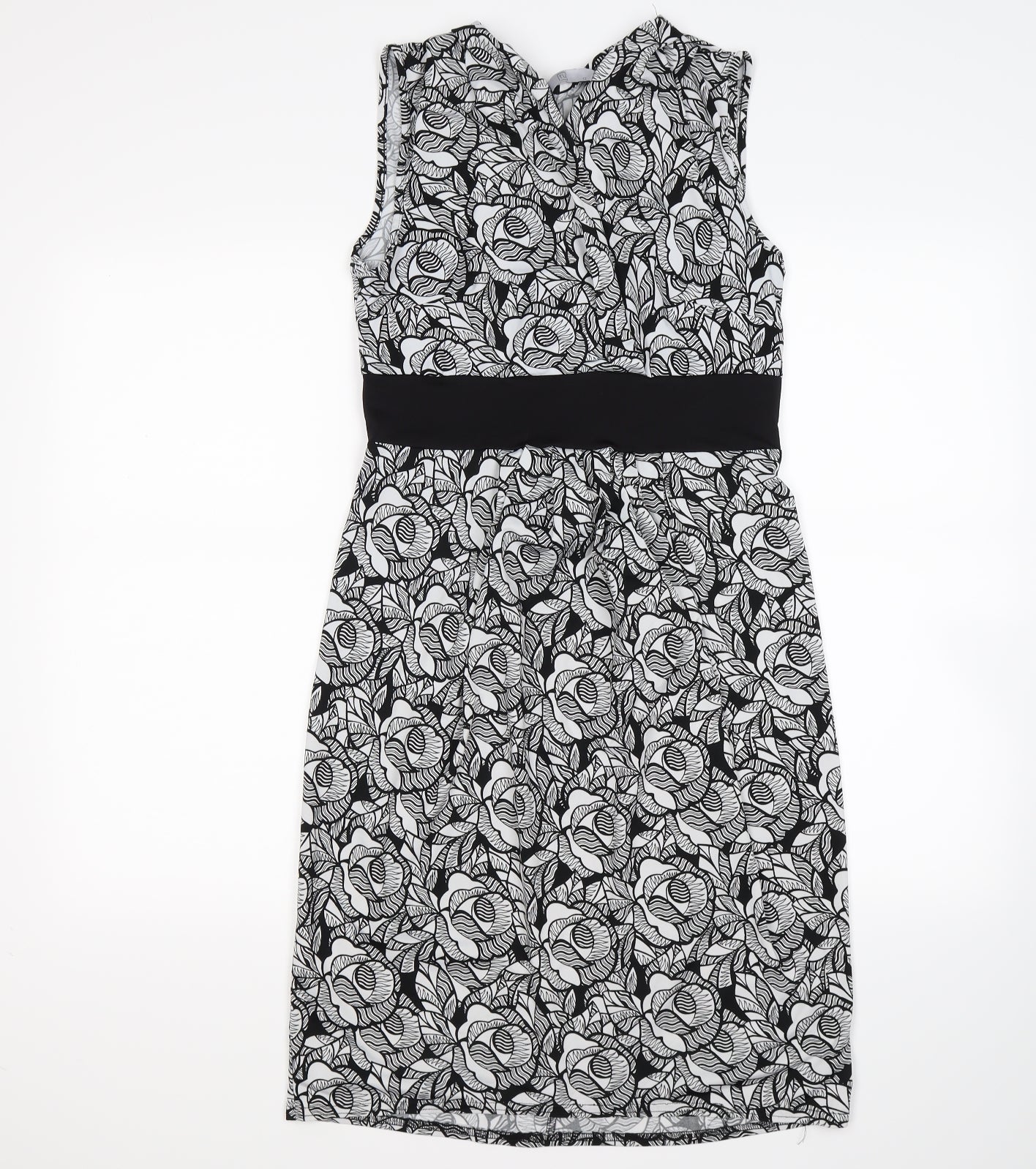 F&F Womens Black Floral Satin Bodycon  Size 12