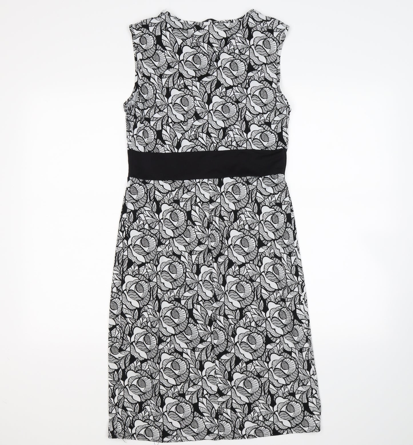 F&F Womens Black Floral Satin Bodycon  Size 12