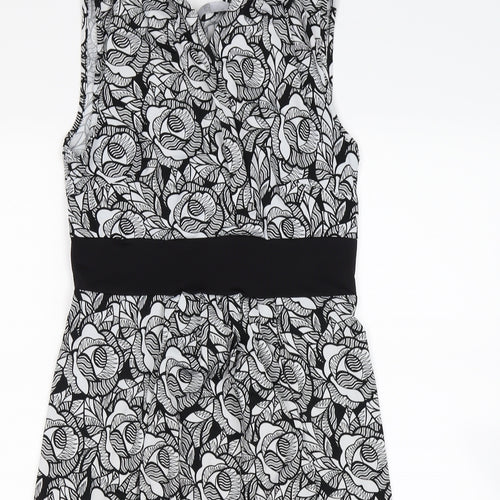 F&F Womens Black Floral Satin Bodycon  Size 12