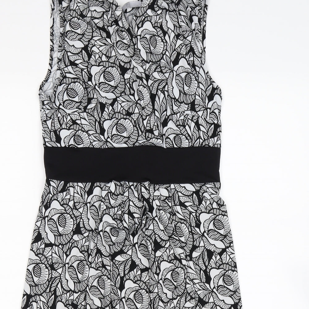 F&F Womens Black Floral Satin Bodycon  Size 12