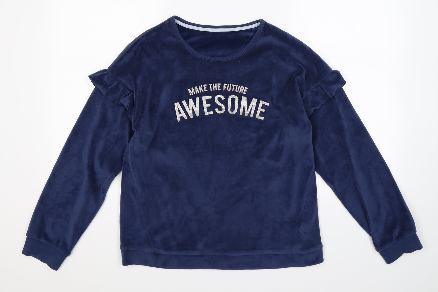 Marks and Spencer Girls Blue  Velour Pullover Jumper Size 13-14 Years  - awesome future