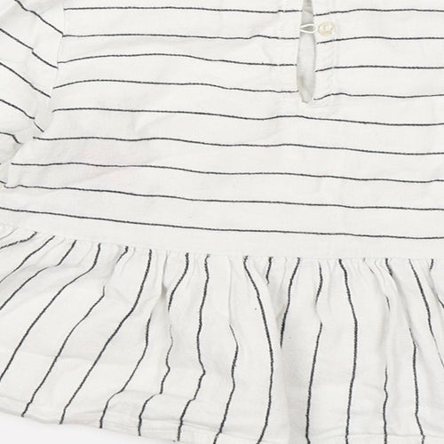 F&F Girls White Striped Knit Jumper Dress  Size 18-24 Months  - flowers