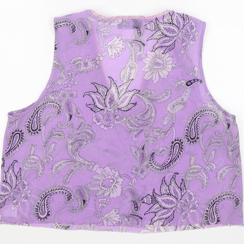 CCDK Womens Purple Paisley Chiffon Cropped Tank Size 16