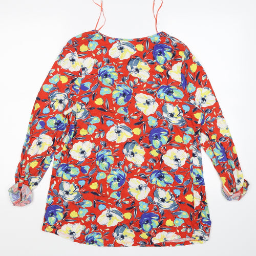 TU Womens Red Floral  Tunic T-Shirt Size 14