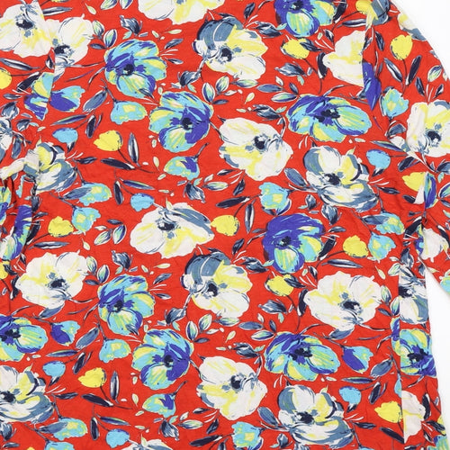TU Womens Red Floral  Tunic T-Shirt Size 14