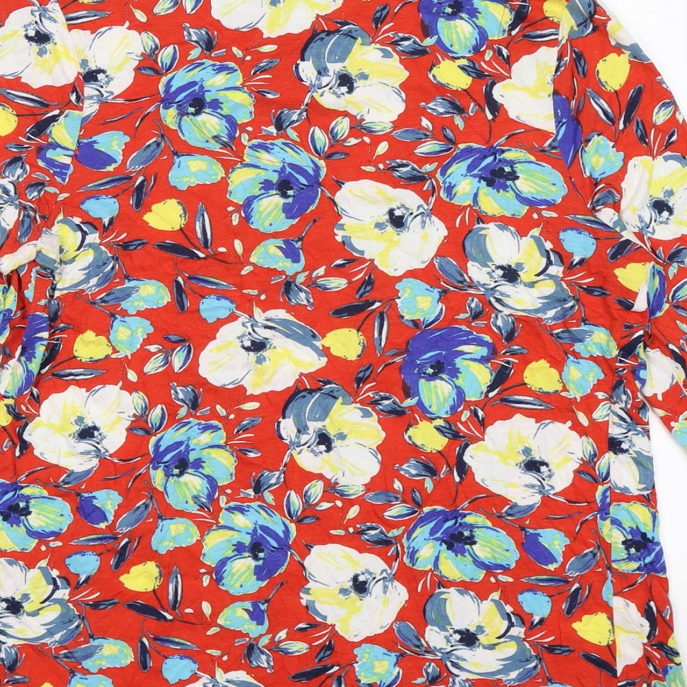 TU Womens Red Floral  Tunic T-Shirt Size 14