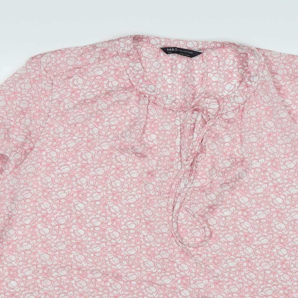 Marks and Spencer Womens Pink Floral Chiffon Tunic Blouse Size 22