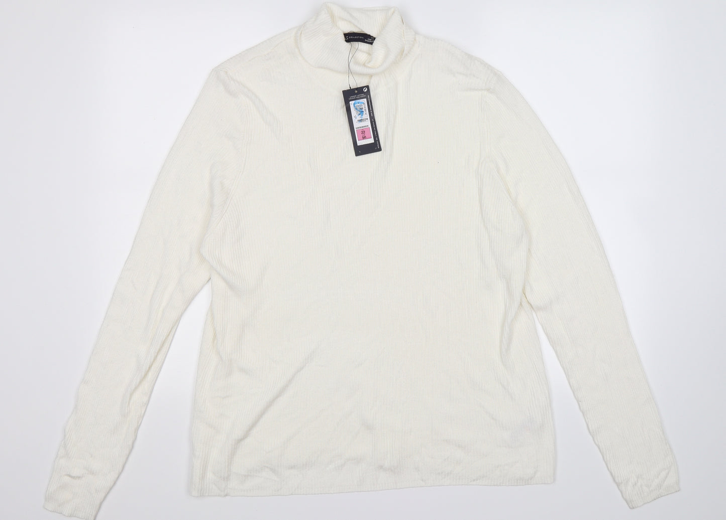 Marks and Spencer Womens Ivory Striped  Pullover Jumper Size 22