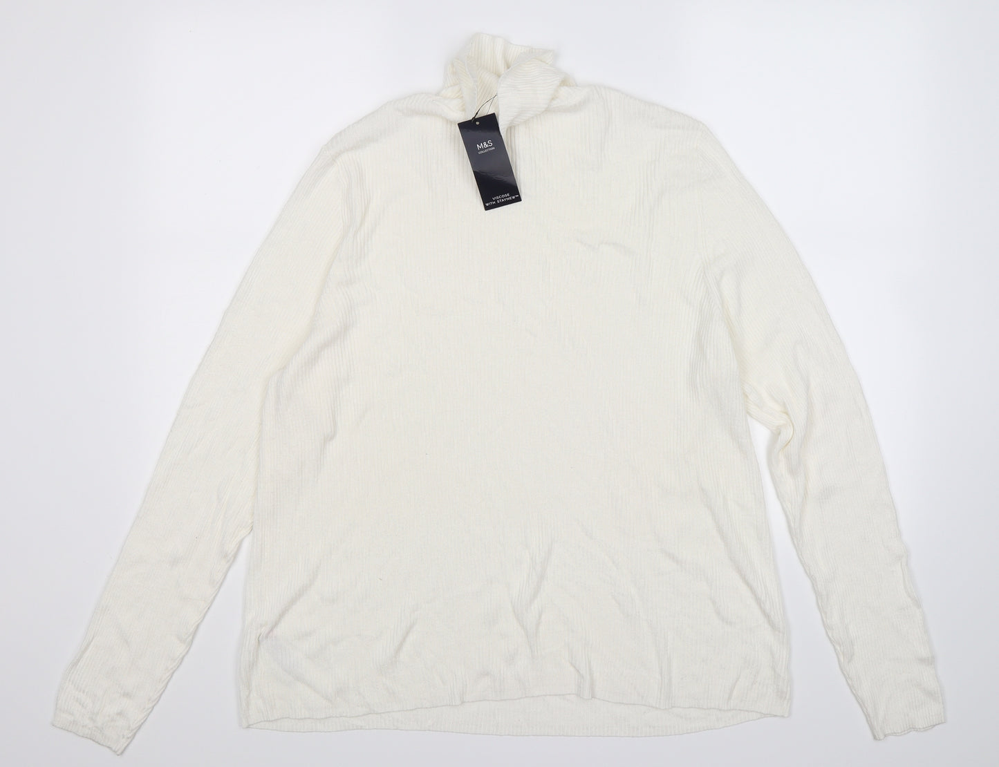 Marks and Spencer Womens Ivory Striped  Pullover Jumper Size 22