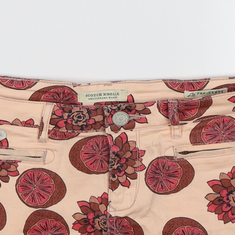 Scotch R'Belle Girls Pink Floral Denim Hot Pants Shorts Size 16 Years - fruit