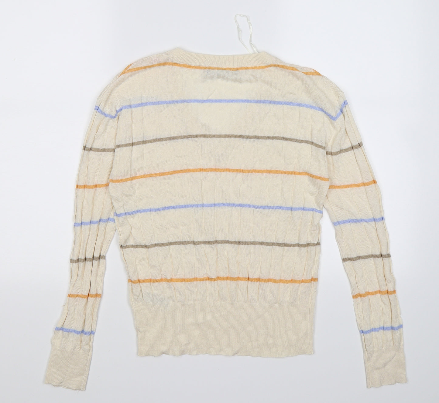 Marks and Spencer Womens Beige Striped Knit Pullover Jumper Size S