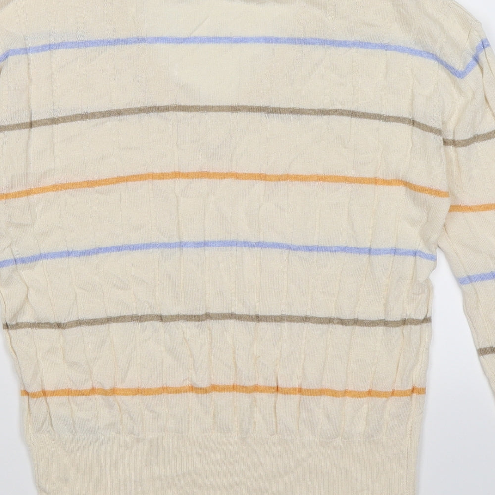 Marks and Spencer Womens Beige Striped Knit Pullover Jumper Size S