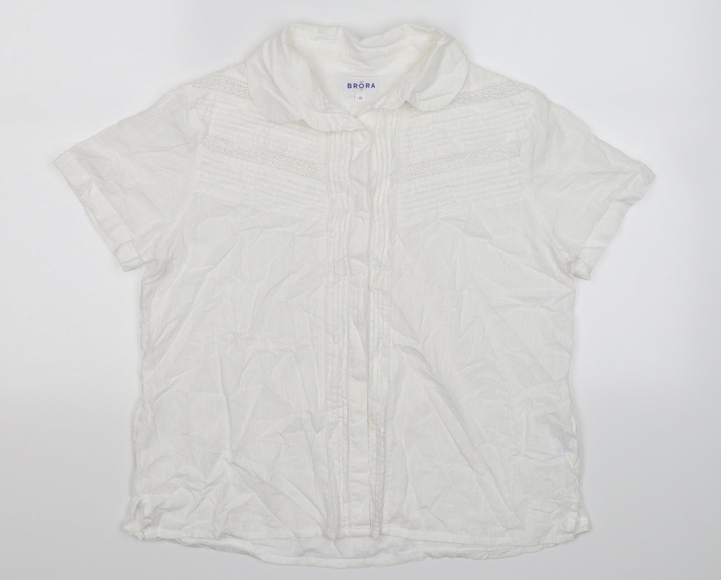 Brora Womens White Striped  Basic Blouse Size 10