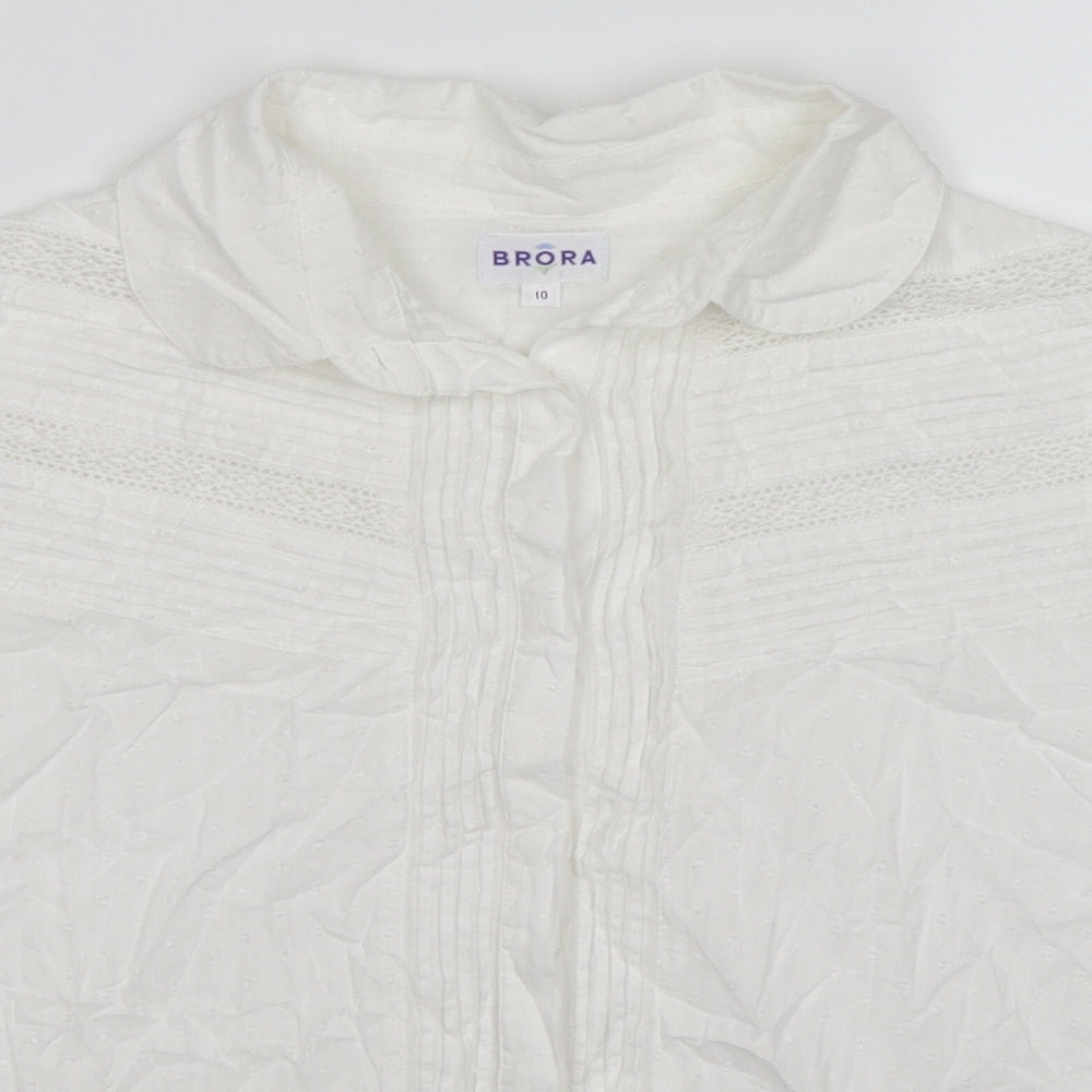 Brora Womens White Striped  Basic Blouse Size 10