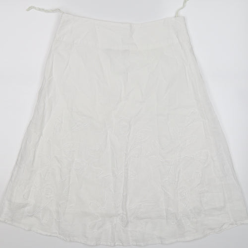 TU Womens White Floral  Peasant Skirt Size 10
