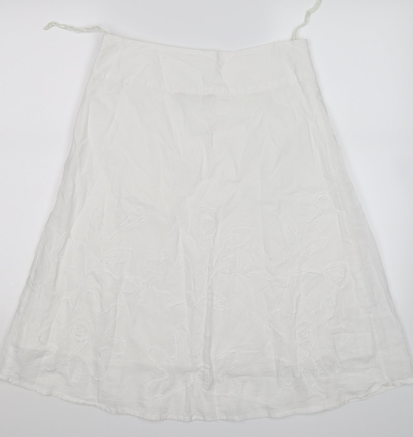 TU Womens White Floral  Peasant Skirt Size 10