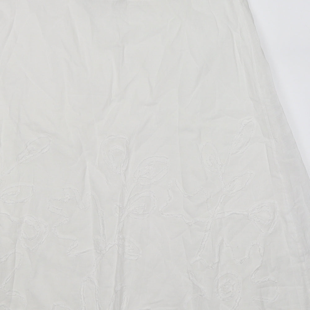 TU Womens White Floral  Peasant Skirt Size 10