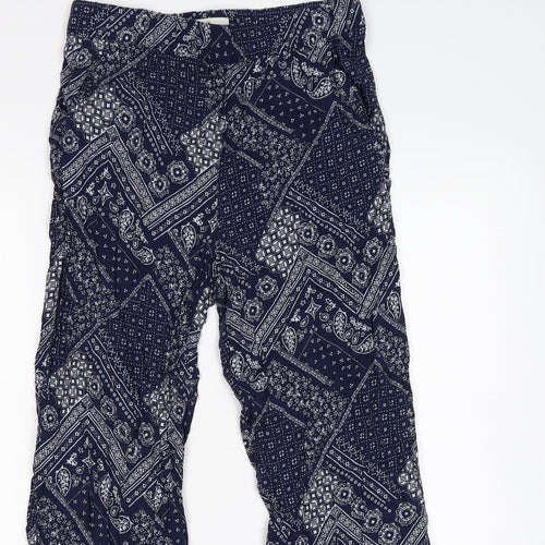 H&M Womens Blue Floral  Trousers  Size 8 L27 in