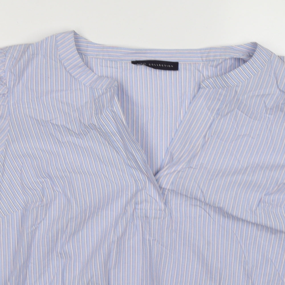 Marks and Spencer Womens Blue Striped  Basic Blouse Size 16  - puff sleeves