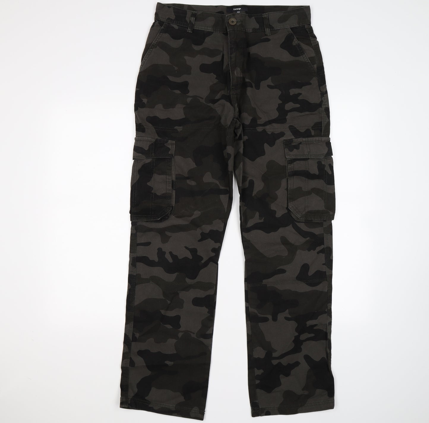 George Mens Green Camouflage Denim Capri Jeans Size 32 L30 in