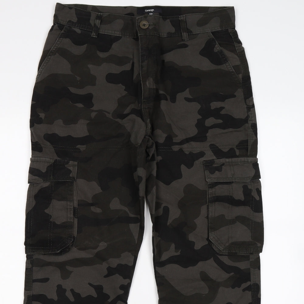 George Mens Green Camouflage Denim Capri Jeans Size 32 L30 in