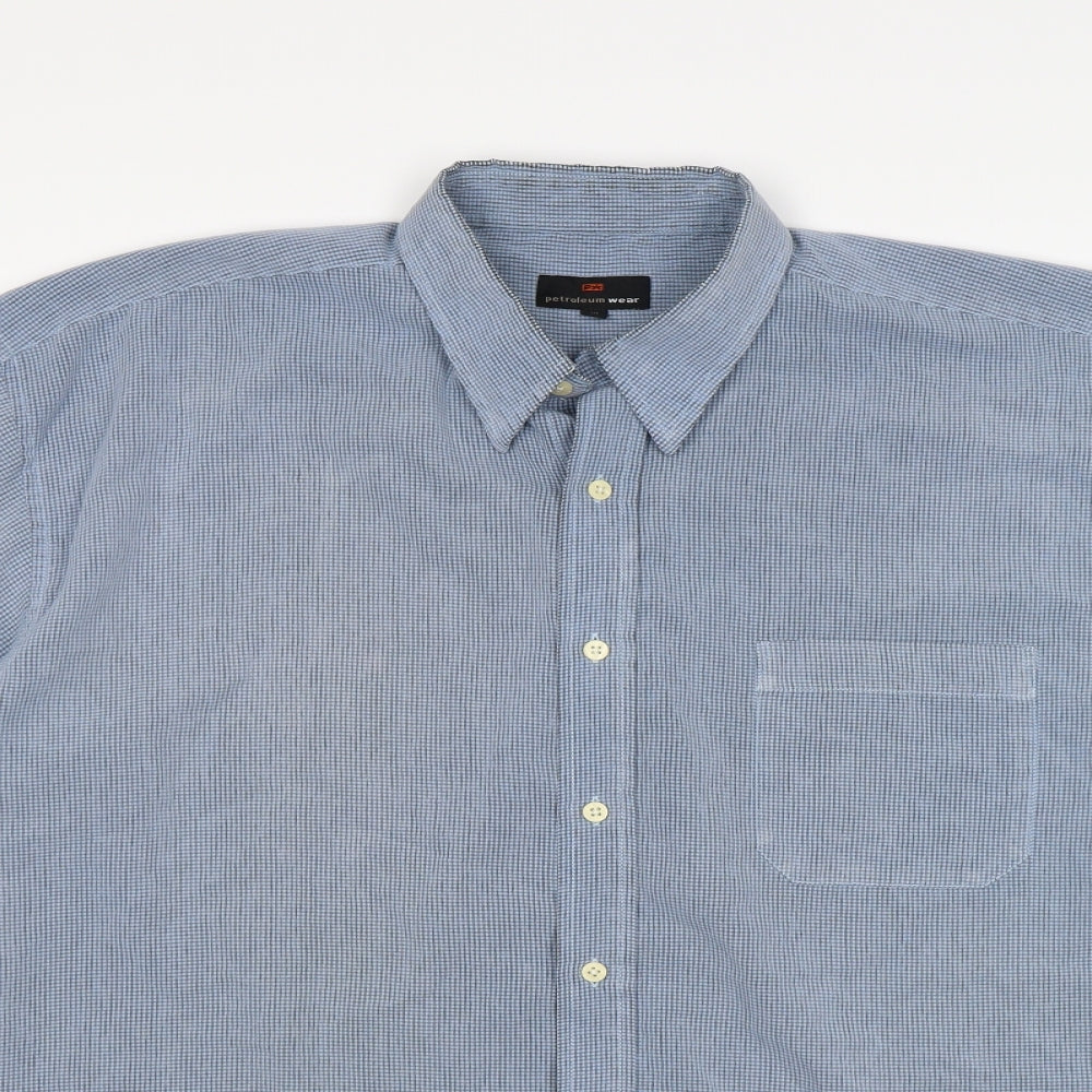 petroleum Mens Black Check Velvet  Button-Up Size XL
