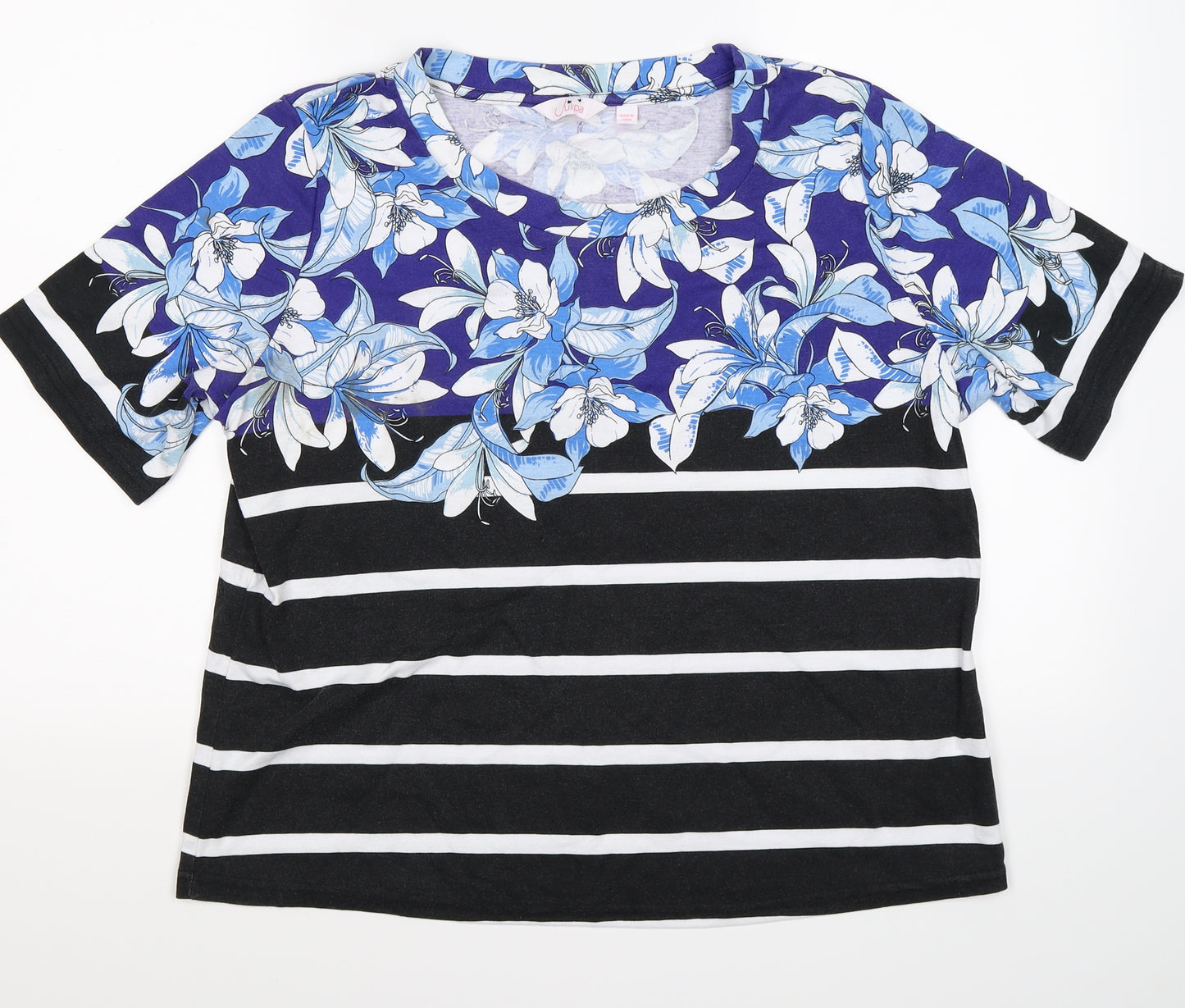 julipa Womens Blue Floral  Basic T-Shirt Size 24