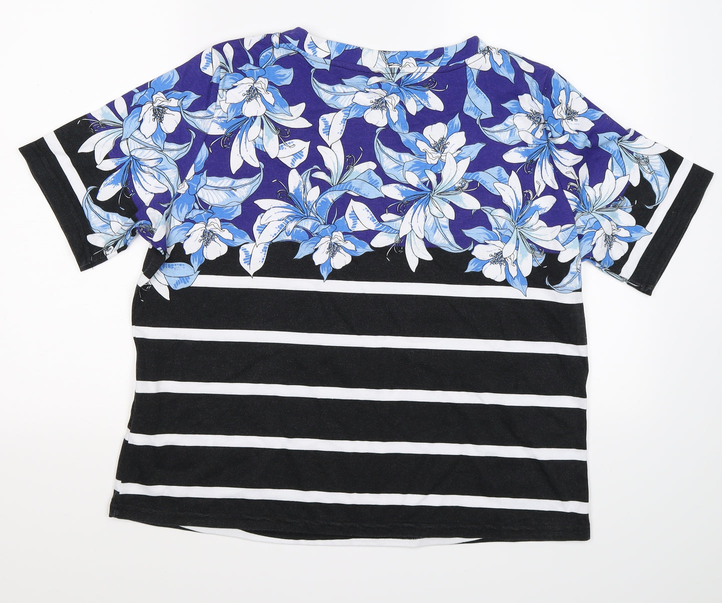 julipa Womens Blue Floral  Basic T-Shirt Size 24