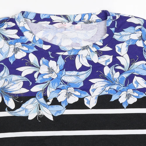 julipa Womens Blue Floral  Basic T-Shirt Size 24