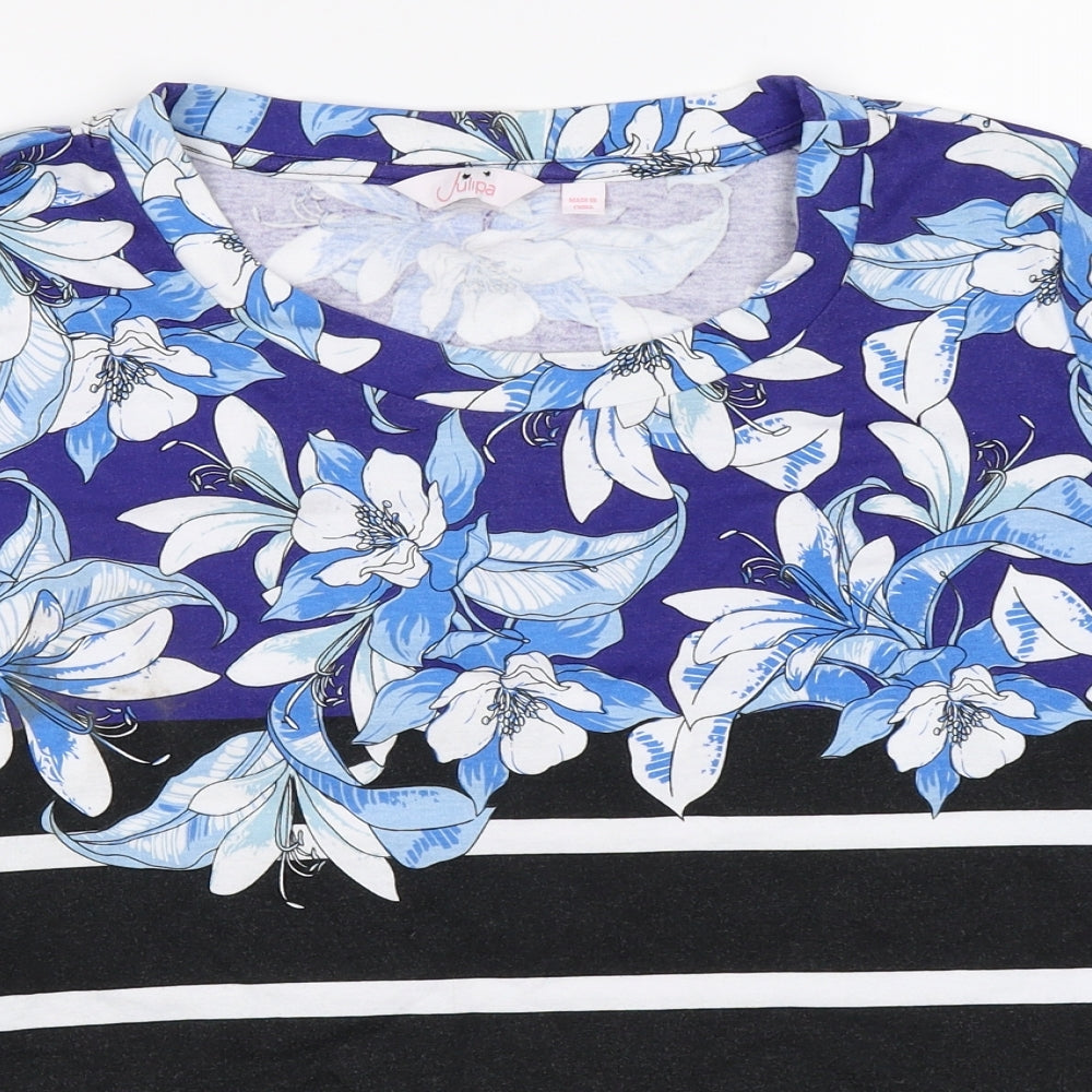 julipa Womens Blue Floral  Basic T-Shirt Size 24