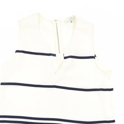 NEXT Womens Ivory Striped  Tunic Blouse Size 8