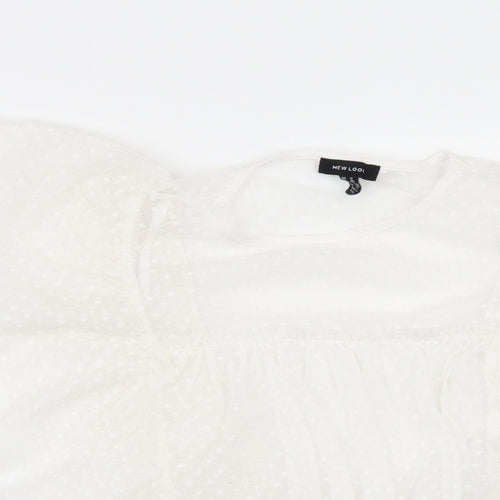 New Look Womens White  Chiffon Tunic Blouse Size 12