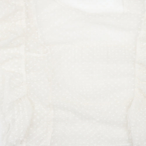 New Look Womens White  Chiffon Tunic Blouse Size 12