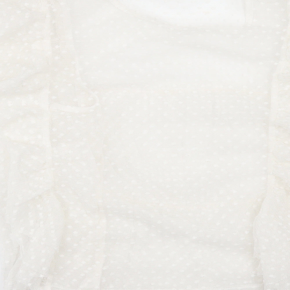 New Look Womens White  Chiffon Tunic Blouse Size 12