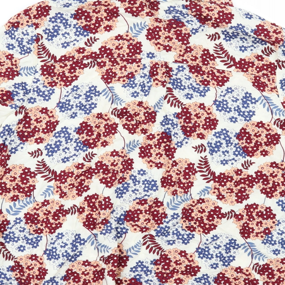 TU Womens White Floral  Tunic Button-Up Size 18